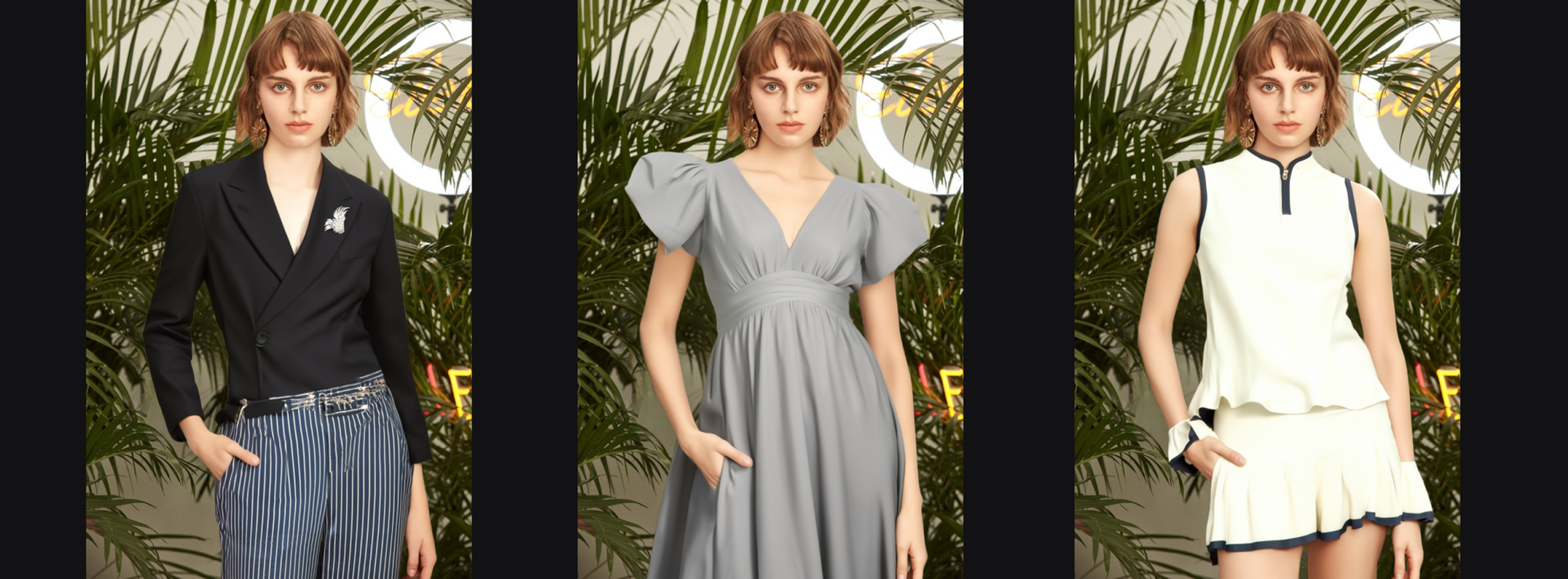 Virtual Try On, three different outfits