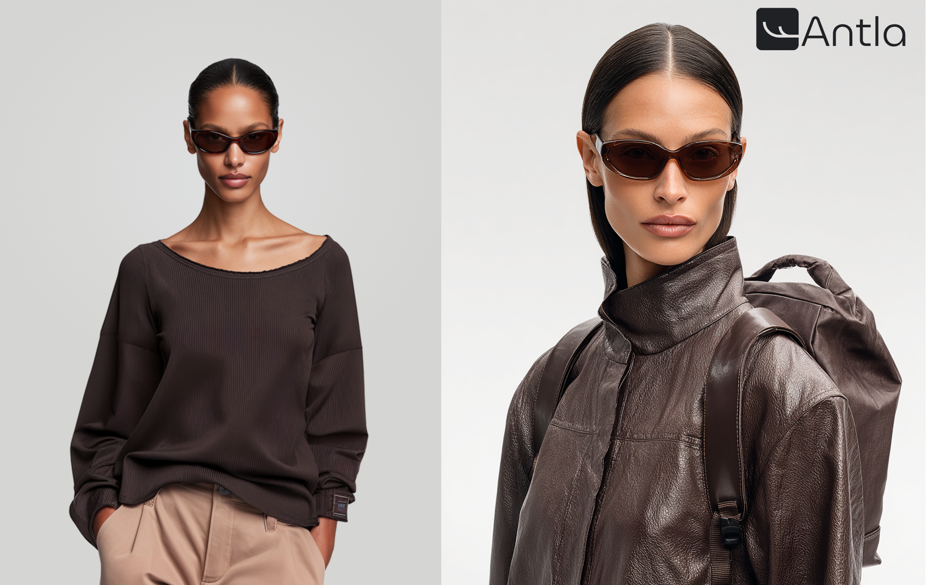 Two models showcasing Antlas virtual try on capabilities
