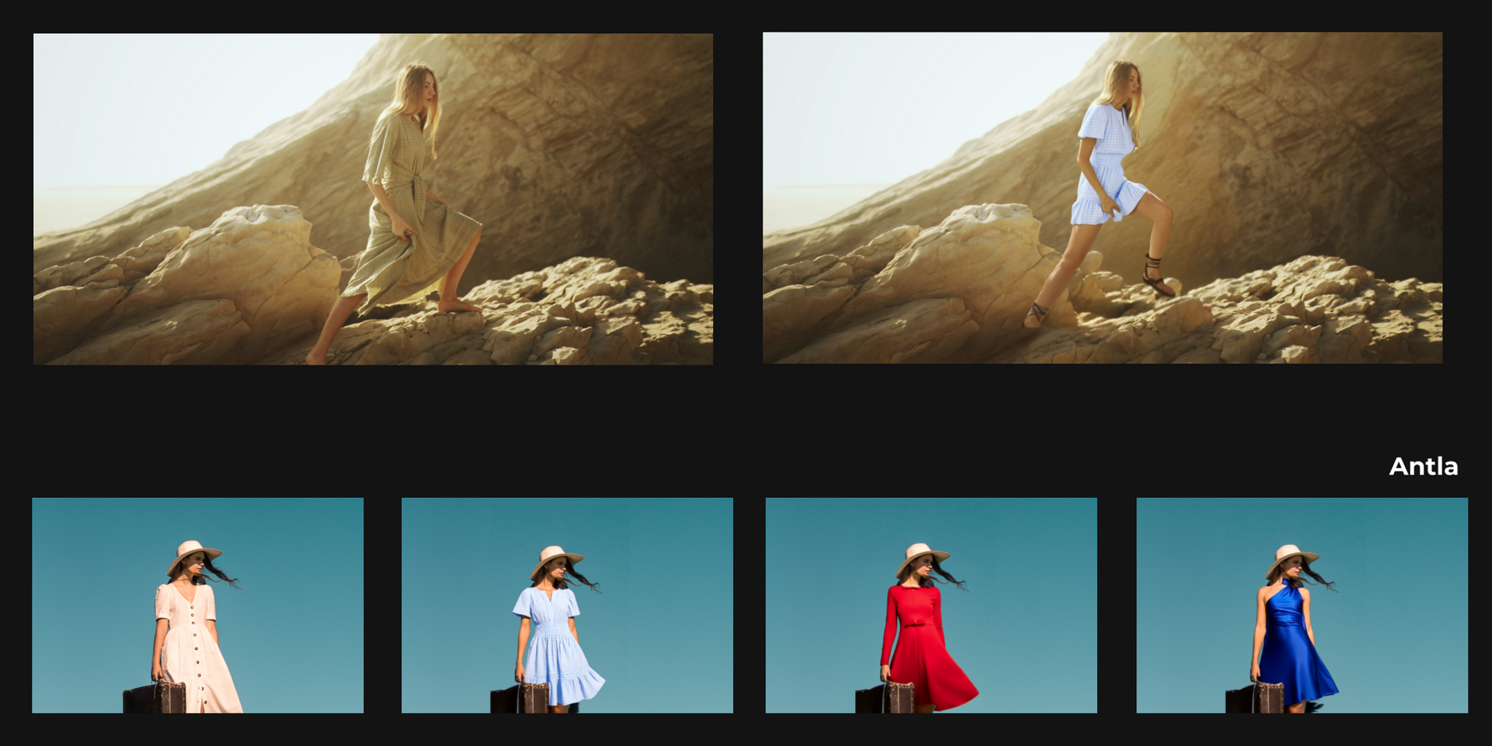 Girl with various dresses on