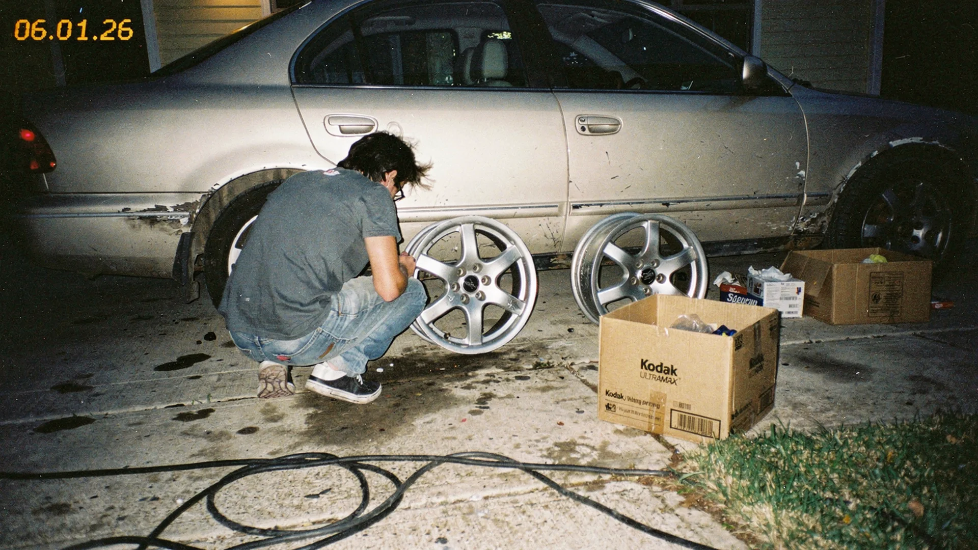 Aftermarket wheel visualizer showing new rims rendered on a shopper's car photo on a Shopify product page