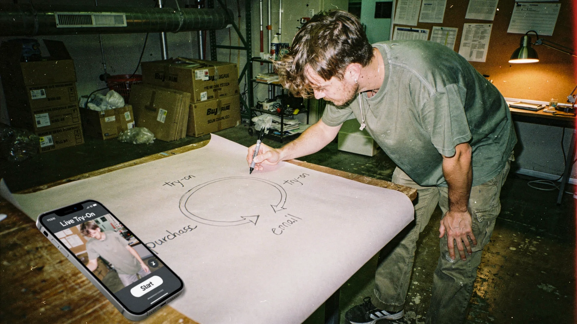 Shopify operator reviewing an in-session conversion loop and a try-on recovery loop after closing time
