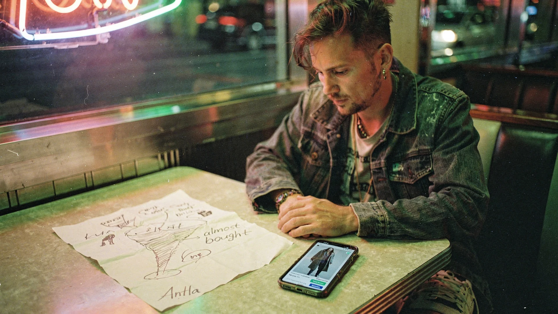 Fashion founder reviewing a returning shopper's product intent beside an open Shopify storefront