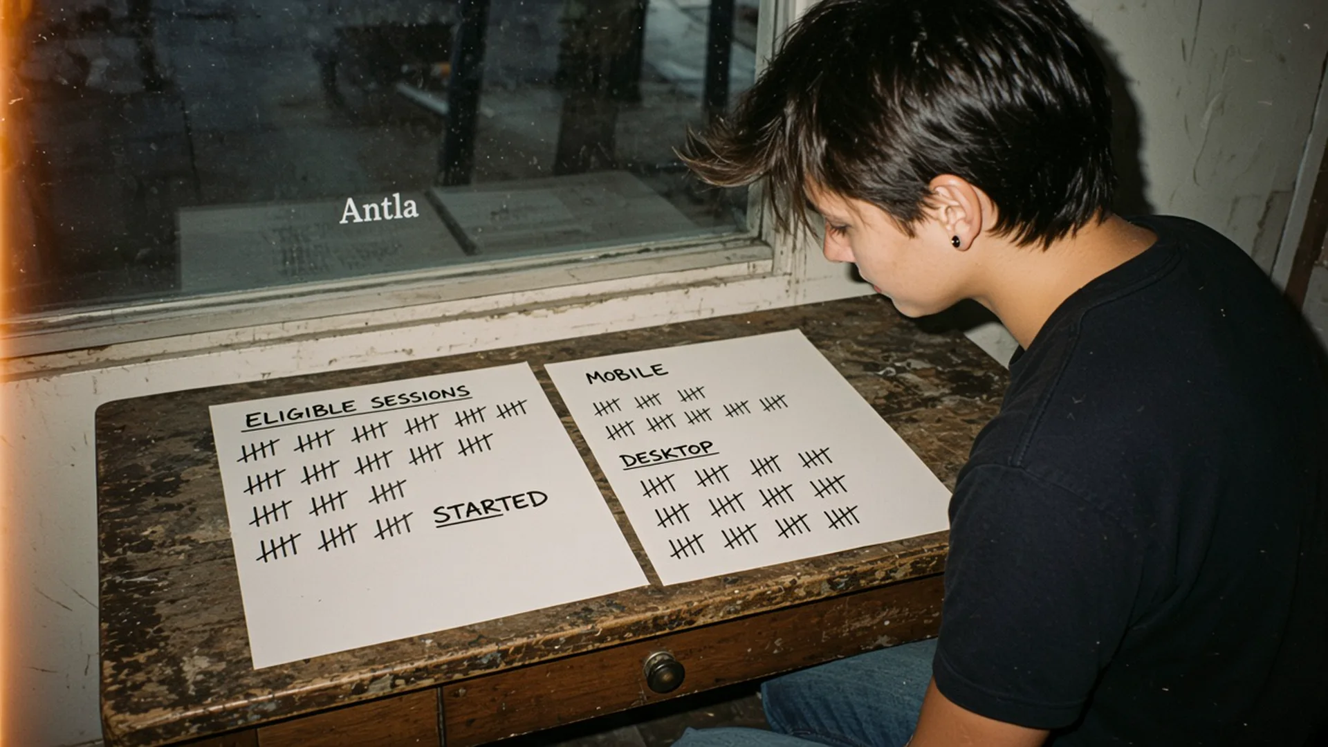Operator reading tally sheets for eligible sessions, started previews, mobile, and desktop